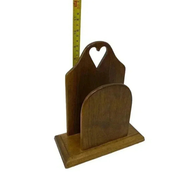 Wooden Napkin Holder Letter Mail Organizer Heart Cut Out Table Decor Country - Picture 4 of 6